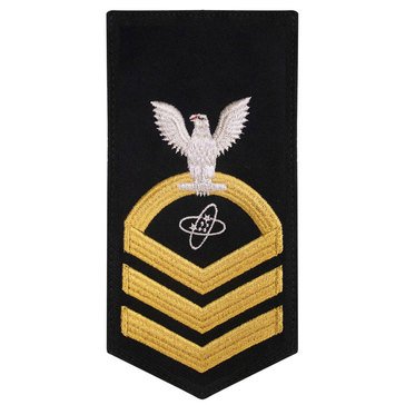 Men's E7 (ETC) Rating Badge in STANDARD Gold on Blue POLY/WOOL for Electronics Technician