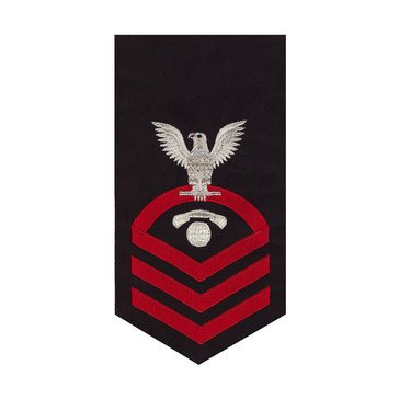 Men's E7 (ICC) Rating Badge in STANDARD Red on Blue POLY/WOOL for Interior Communication Electrician 
