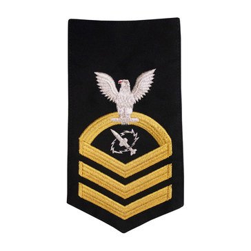 Men's E7 (MTC) Rating Badge in STANDARD Gold on Blue POLY/WOOL for Missile Technician