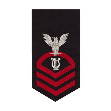 Men's E7 (MUC) Rating Badge in STANDARD Red on Blue POLY/WOOL for Musician
