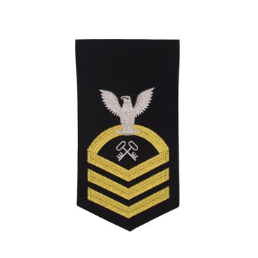 Men's E7 (LSC) Rating Badge in STANDARD Gold on Blue POLY/WOOL for Logistics Specialist