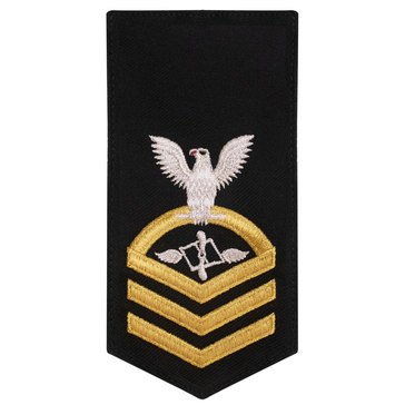Women's E7 (AZC) Rating Badge in STANDARD Gold on Blue POLY/WOOL for Aviation Maintenance Adm