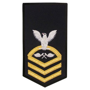 Women's E7 (AMC) Rating Badge in STANDARD Gold on Blue POLY/WOOL for Aviation Structural Mechanic