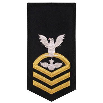 Women's E7 (AOC) Rating Badge in STANDARD Gold on Blue POLY/WOOL for Aviation Ordinanceman