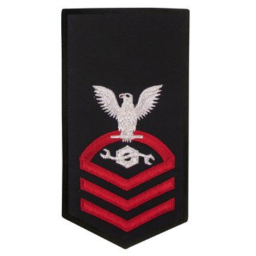 Women's E7 (CMC) Rating Badge in STANDARD Red on Blue POLY/WOOL for Construction Mechanic