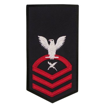 Women's E7 (CTC) Rating Badge in STANDARD Red on Blue POLY/WOOL for Cryptologic Technician