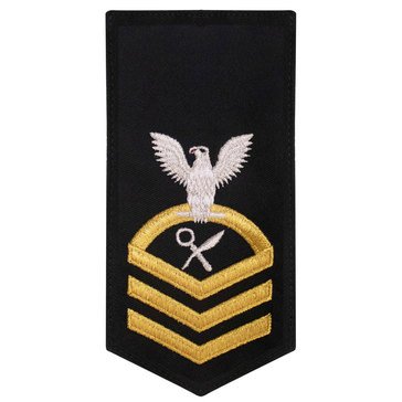 Women's E7 (ISC) Rating Badge in STANDARD Gold on Blue POLY/WOOL for Intelligence Specialist