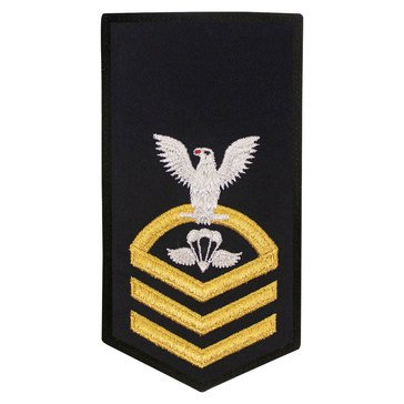 Women's E7 (PRC) Rating Badge in STANDARD Gold on Blue POLY/WOOL for Aircrew Survival Equipmentman