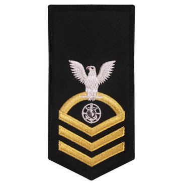 Women's E7 (RPC) Rating Badge in STANDARD Gold on Blue POLY/WOOL for Religious Program Specialist