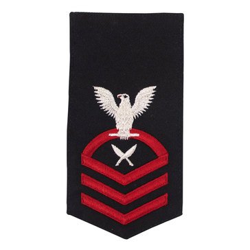 Women's E7 (YNC) Rating Badge in STANDARD Red on Blue POLY/WOOL for Yeoman
