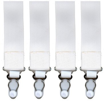 Shirt Garters White Elastic with Metal Clips 4 Pack