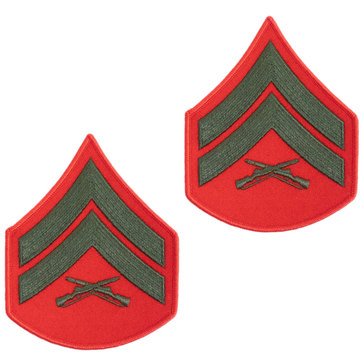 USMC Men's Chevron Green on Red Merrowed CPL