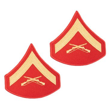 USMC Men's Chevron Gold on Red Merrowed LCPL