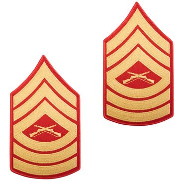 USMC Men's Chevron Gold on Red Merrowed MSGT