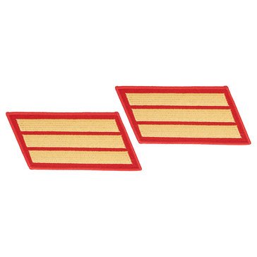 USMC Men's Service Stripe Set 3 Gold on Red Merrowed
