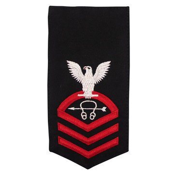Women's E7 (STC) Rating Badge in STANDARD Red on Blue POLY/WOOL for Sonar Technician