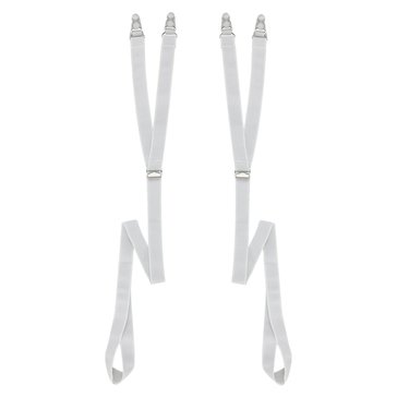 Shirt Stays White Elastic V-Stirrup with Clips Pair