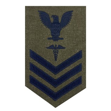 FMF Men's E4-E6 (HM1) Rating Badge in Blue on Green Hospitalman