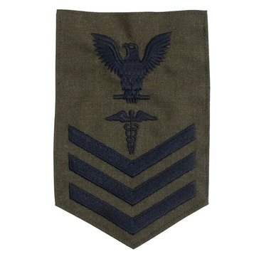 FMF Men's E4-E6 (HM1) Rating Badge in Blue on Green for Hospital Corpsman