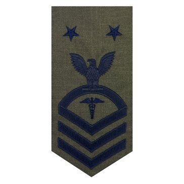 FMF Men's E9 (HMCM) Rating Badge in Blue on Green for Hospital Corpsman