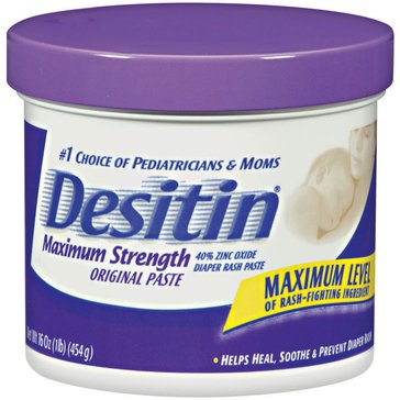 Desitin Maximum Strength Zinc Oxide Diaper Rash Paste Paraben-free Jar, 16 oz.