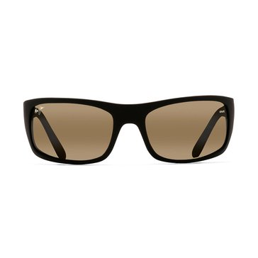 Maui Jim Unisex Peahi Black Matte Rubber Polarized Wrap Sunglasses