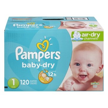 Pampers Baby-Dry 12-Hour Size 1 Diapers, 120-count