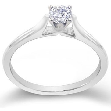 14K White Gold 1/4 cttw Diamond Round Solitaire Engagement Ring