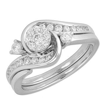 10K White Gold 1/2 cttw Diamond Bridal Ring Set