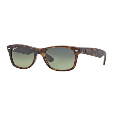 Ray-Ban Men's New Wayfarer Matte Havana Blue Green Polarized Sunglasses 