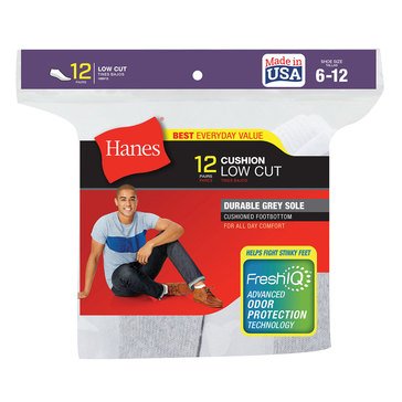Hanes Men's 12-Pack Cushion Low Cut Socks