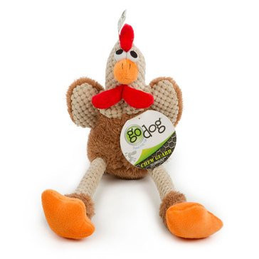 GoDog Checkers Skinny Brown Small Rooster Dog Toy