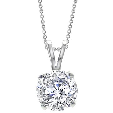 14K White Gold 1 ct Diamond Round Solitaire Pendant