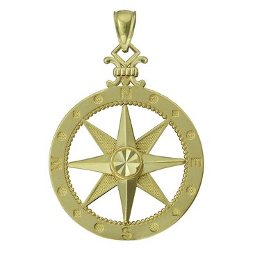 14K Yellow Gold Large Compass Charm