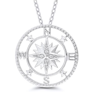 Sterling Silver Diamond Compass Pendant