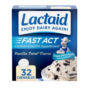 Allied Products Lactaid Fast Acting Lactase Enzyme Supplement Chewables Vanilla Twist, 32ct